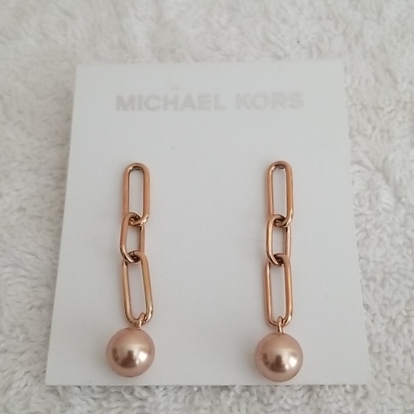 New Michael Kors Pearl Drop Earrings - Picture 3 of 6